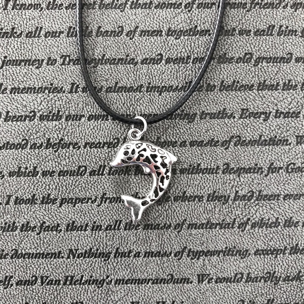 Silver Dolphin Boho Hippie Pendant Necklace